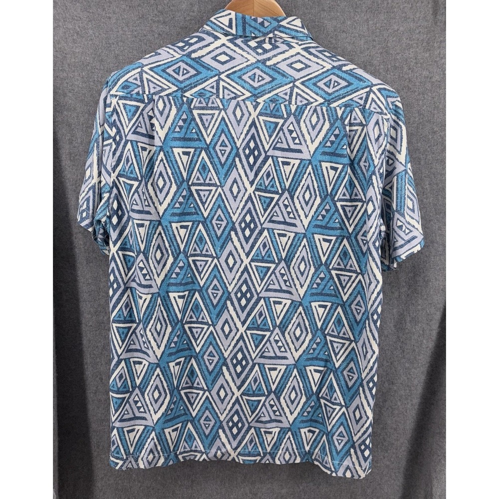 Tommy Bahama‎ Mens Silk Blend Camp Button Up Large Geometric Coconut Button - Picture 7 of 8